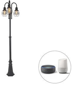 Okos kültéri lámpa fekete 3 lámpás IP44 WiFi-vel ST64 - Guardado