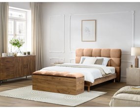 Világos rózsaszín kárpitozott franciaágy ágyráccsal 160x200 cm Kumo – Bobochic Paris