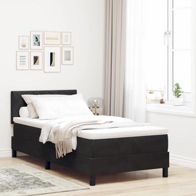 Boxspring Ágy Matraccal és LED Fekete 90x200 cm Bársony