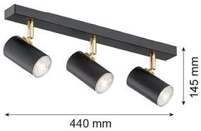 Argon 1476 - Spotlámpa LAGOS 3xGU10/5W/230V fekete/sárgaréz