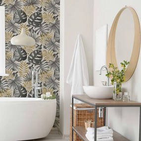 Arthouse Signature 2 Jungle Wall arany-fekete leveles texturált vinyl tapéta – 297105