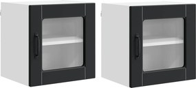 vidaXL Konyhaszekrény polcokkal 2 pcs Fekete 40 x 31 x 40 cm Faanyag