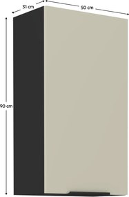 Felső szekrény, kasmír/fekete, ARAKA 50 G-90 1F