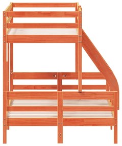 viaszbarna tömör fenyőfa emeletes ágy 90 x 200/120 x 200 cm