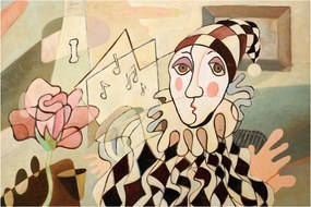 Kép - kubizmus -harlequin and rose (90x60 cm)