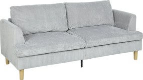 HOMCOM 3 személyes kartámaszos kordszövet kanapé, zsebrugós ülés, nappaliba vagy hálószobába — 188 x 80 x 86 cm, világosszürke | Aosom