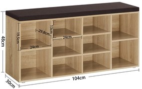 Cipőtartó paddal és barna ülőfelülettel WESO SONOMA 104x30x48 cm