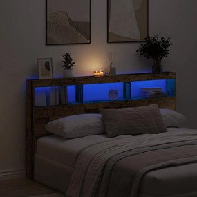 antik fa áthidalószekrény LED-világítással 180 x 17 x 102 cm