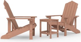 vidaXL barna HDPE kerti adirondack székek asztallal