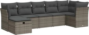 vidaXL 7 részes szürke polyrattan kerti ülőgarnitúra párnákkal