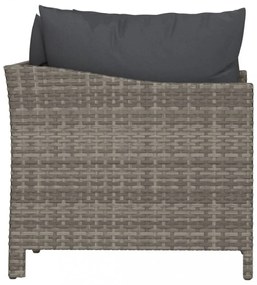 2 darabos szürke polyrattan kerti bútor szett párnákkal