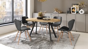 Mazzoni ALDO Artisan tölgy/fekete lábak - LOFT/IPARI STÍLUSÚ BŐVÍTHETŐ KEREK ASZTAL NAPPALIBA/ÉTKEZŐBE "Y" ALAKÚ LÁBAKKAL