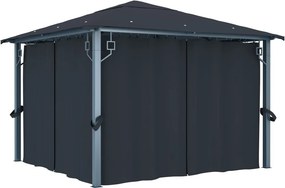 vidaXL antracitszürke alumíniumpavilon függönnyel 300 x 300 cm
