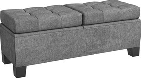 HOMCOM Gombostűzött Szövet Tároló Otomán Pad Bejárathoz és Hálószobához, 116x41x47cm, Szürke | Aosom