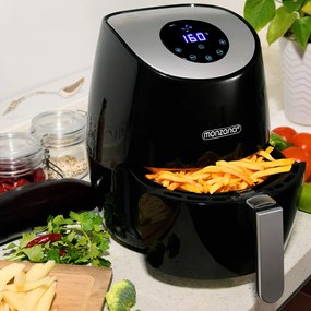 monzana® Forrólevegős fritőz FRYER 1 black - 9 az 1-ben érintőképernyővel 1485 W 3,6 l