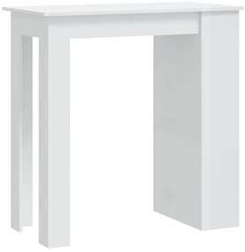 Magasfényű fehér bárasztal tárolópolccal 102 x 50 x 103,5 cm