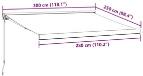 barna kézzel kihúzható napellenző 300 x 250 cm