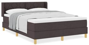 Boxrugós ágy matracmal Sötétbarna és fehér 160 x 200 cm szövet