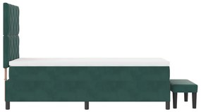 Box Spring Ágy Matraccal és Pad Sötét Zöld 90x190 cm Bársonyos