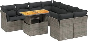 vidaXL 9 részes szürke polyrattan kerti ülőgarnitúra párnákkal