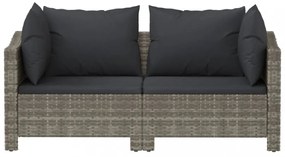 2 darabos szürke polyrattan kerti bútor szett párnákkal