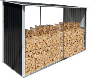 Tűzifa tároló, antracit/fehér, 302x121,5x191 cm, DARYL TYP 3