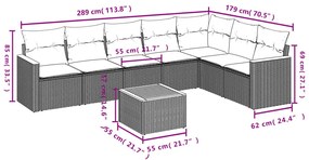 8 részes fekete polyrattan kerti ülőgarnitúra párnákkal