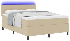 Boxspring Ágy matraccal és LED világítással Zöld Szürke 140x200 cm Bársony Szövet