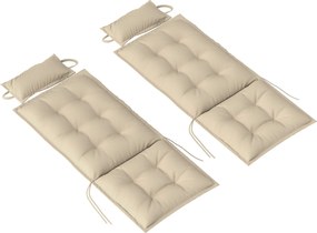 Outsunny 2 részes napozó párna szett vízálló napozó pad a kerthez, 50x116x5 cm, bézs | Aosom