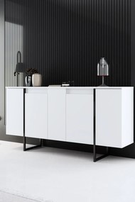 Nappali bútorszett, fehér-fekete, 160 cm