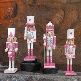 Karácsonyi diótörő figura Pink/Fehér 21 cm &#8211; 4 féle