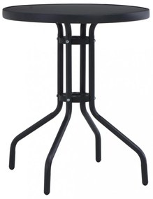fekete acél és üveg kerti asztal 60 cm