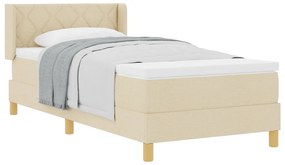 Boxspring Ágy Matrac Kosár Krém 90 x 200 cm, Szövet.