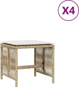 vidaXL 4 db bézs polyrattan kerti szék párnával 41 x 41 x 36 cm