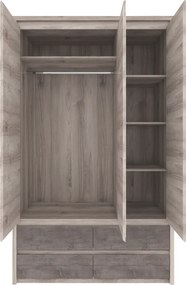 Szekrény tükörrel 3D4S, nairobi gesztenye/onix, JESI NEW