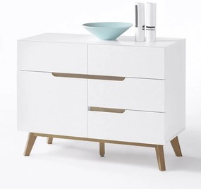 Cervo polcos-fiókos komód, matt fehér MDF, 97 cm