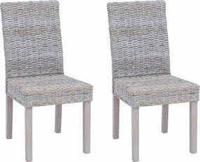 vidaXL Étkezőszék 2 pcs Fehér Mosás 45 x 54 x 93 cm Tömör Mahagóni Fa