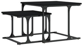 2 db fekete szerelt fa egymásba tolható dohányzóasztal