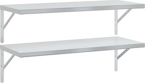 vidaXL 2 db ezüstszínű rozsdamentes acél fali polc 100x40 cm