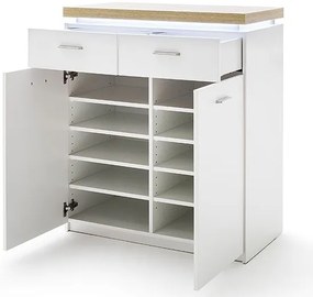 Cali 2 ajtós 2 fiókos komód fehér - wotan tölgy