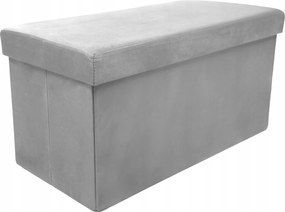 Puff Összecsukható Ülőfelület Tárolórekesszel 60x30x30 cm Világos Szürke Velúr