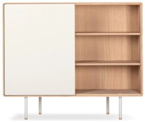 Fehér-natúr színű tölgyfa alacsony komód 118x100 cm Fina – Gazzda