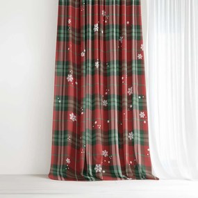 Goldea karácsonyi dekoratív drapéria - piros kockás hópelyhekkel 180x150 cm