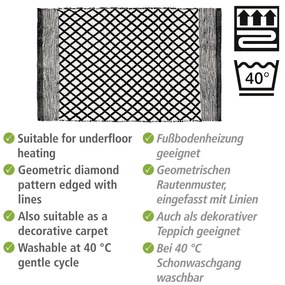 Fekete-fehér újrahasznosított műanyag fürdőszobai kilépő 50x80 cm Tara – Wenko