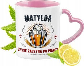 Bögre Matildának Rózsaszín Szív Alakú Füllel Kávé Ajándék