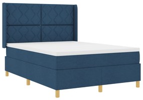 Boxspring Ágy Mattal és Kék LED-del 140x200 cm Szövet