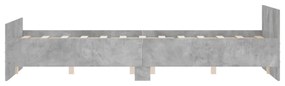betonszürke ágykeret fej- és lábtámlával 135 x 190 cm