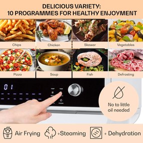 Klarstein Vita Pro, forrólevegős fritőz gőzfőzéssel, 2450 W, 18 l, 14 program, 800 ml víztartály