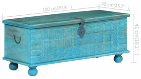 kék tömör mangófa tárolóláda 100 x 40 x 41 cm