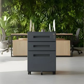 KATE görgős konténer íróasztal alá – 390 x 600 x 500 mm, antracit színű